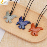 CSJA Vintage Eagle Stone Necklace Crystal Pendant Jewelry