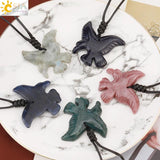 CSJA Vintage Eagle Stone Necklace Crystal Pendant Jewelry