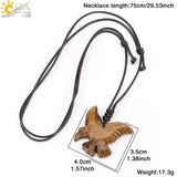 CSJA Vintage Eagle Stone Necklace Crystal Pendant Jewelry