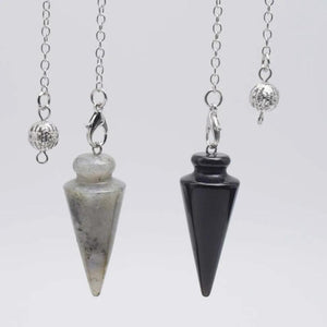 Healing Chain Pendulum Natural Stone Amethyst Labradorite Howlite