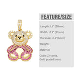Crystal Big Bear Pendant Necklace DIY Jewelry Component