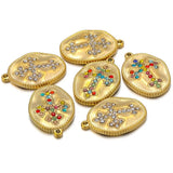 5pcs Rhinestone Oval Pendant Charms for DIY Jewelry Making