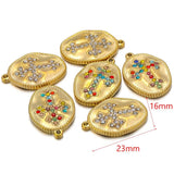 5pcs Rhinestone Oval Pendant Charms for DIY Jewelry Making
