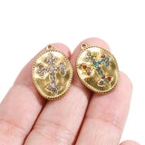 5pcs Rhinestone Oval Pendant Charms for DIY Jewelry Making
