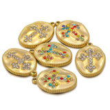 5pcs Rhinestone Oval Pendant Charms for DIY Jewelry Making