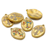 5pcs Rhinestone Oval Pendant Charms for DIY Jewelry Making