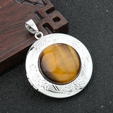 30mm Photo Box Pendant Metal Flower Inlaid Gemstone DIY Sweater Necklace