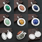 30mm Photo Box Pendant Metal Flower Inlaid Gemstone DIY Sweater Necklace