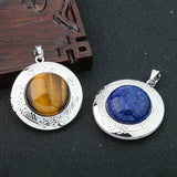 30mm Photo Box Pendant Metal Flower Inlaid Gemstone DIY Sweater Necklace