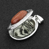 30mm Photo Box Pendant Metal Flower Inlaid Gemstone DIY Sweater Necklace