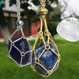 Crystal Cage Necklace Holder Net Pouch Metal Chain Stone Collecting Holder