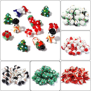 2Pcs Lampwork Christmas Beads Santa Snowman Loose Spacer Charm DIY Jewelry