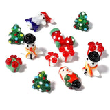 2Pcs Lampwork Christmas Beads Santa Snowman Loose Spacer Charm DIY Jewelry