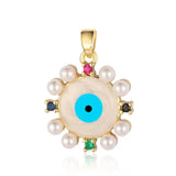 3pcs Sunflower Hamsa Hand Devil Eye Zircon Pendant Copper CZ Charms DIY Jewelry
