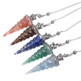 7 Chakra Crystal Pendulum Divination Natural Stone Chip Bead Cone Pendant