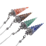 7 Chakra Crystal Pendulum Divination Natural Stone Chip Bead Cone Pendant