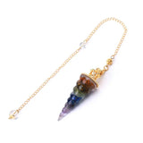 7 Chakra Crystal Pendulum Divination Natural Stone Chip Bead Cone Pendant