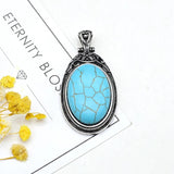 Natural Stone Tibetan Silver Pendants for Jewelry Making