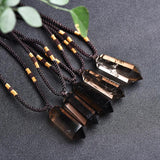 Smokey Quartz Double Pointed Pendent Crystal Gemstone Necklace