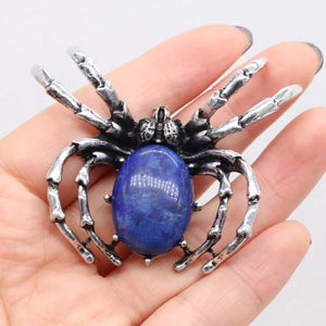 1PC Spider Natural Stone Opal Crystal Alloy Brooch Pendant