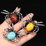 1PC Spider Natural Stone Opal Crystal Alloy Brooch Pendant