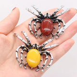 1PC Spider Natural Stone Opal Crystal Alloy Brooch Pendant