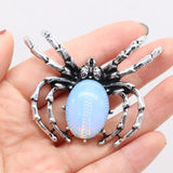 1PC Spider Natural Stone Opal Crystal Alloy Brooch Pendant