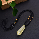 Natural Citrine Quartz Crystal Double Pointed Pendant Necklace
