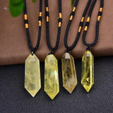 Natural Citrine Quartz Crystal Double Pointed Pendant Necklace