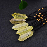 Natural Citrine Quartz Crystal Double Pointed Pendant Necklace