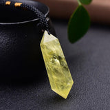 Natural Citrine Quartz Crystal Double Pointed Pendant Necklace