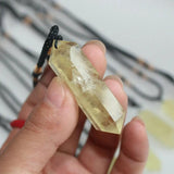 Natural Citrine Quartz Crystal Double Pointed Pendant Necklace