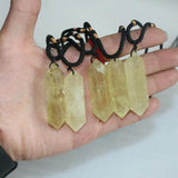 Natural Citrine Quartz Crystal Double Pointed Pendant Necklace