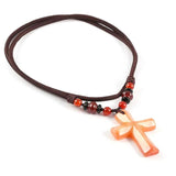 Natural Stone Pendant Cruciform Necklace DIY Jewelry Beads Gift