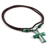 Natural Stone Pendant Cruciform Necklace DIY Jewelry Beads Gift