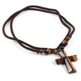 Natural Stone Pendant Cruciform Necklace DIY Jewelry Beads Gift