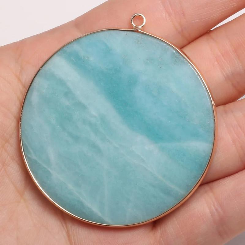 Agates Pendant Disc Shape Quartz Crystal Charms Pendants DIY Jewelry Making