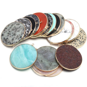 Agates Pendant Disc Shape Quartz Crystal Charms Pendants DIY Jewelry Making