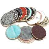 Agates Pendant Disc Shape Quartz Crystal Charms Pendants DIY Jewelry Making