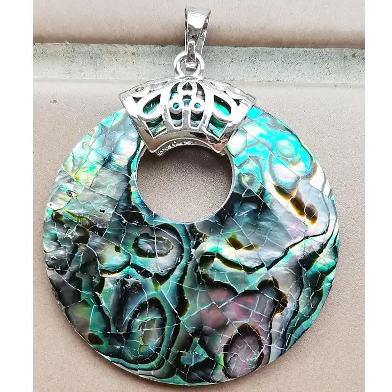 Abalone Mother of Pearl Round Pendant Bead WFH971