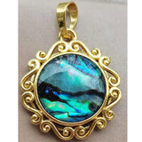 Abalone Mother of Pearl Round Pendant Bead WFH971
