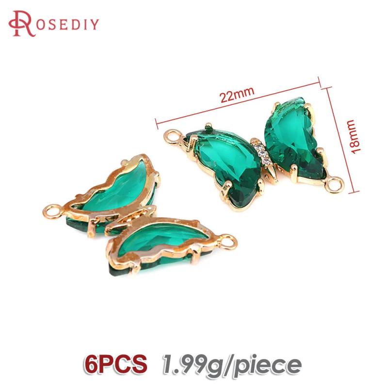 6PCS 18K Butterfly Charms Pendants for DIY Jewelry Making