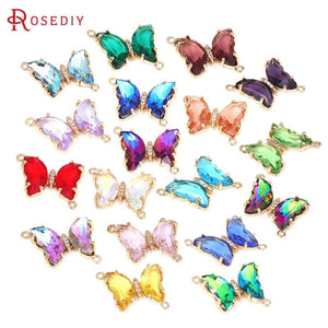 6PCS 18K Butterfly Charms Pendants for DIY Jewelry Making