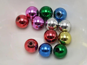 100 Mixed Metallic Acrylic Round Beads 10mm Christmas Beads