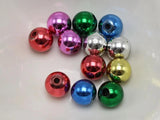 100 Mixed Metallic Acrylic Round Beads 10mm Christmas Beads