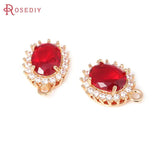 6PCS 18K Brass Zircon Oval Charms DIY Jewelry Making Supplies