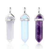 24 Mixed Natural Stone Quartz Point Pendant Chakra Pendulum