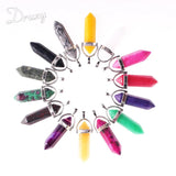 24 Mixed Natural Stone Quartz Point Pendant Chakra Pendulum