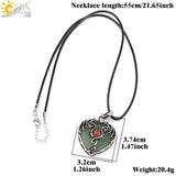CSJA Double Dragon Necklace Natural Stone Heart Crystal Pendant Amulet Neckalces