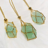 Crystal Holder Cage Necklace Interchangeable Adjustable Metal Net Necklace